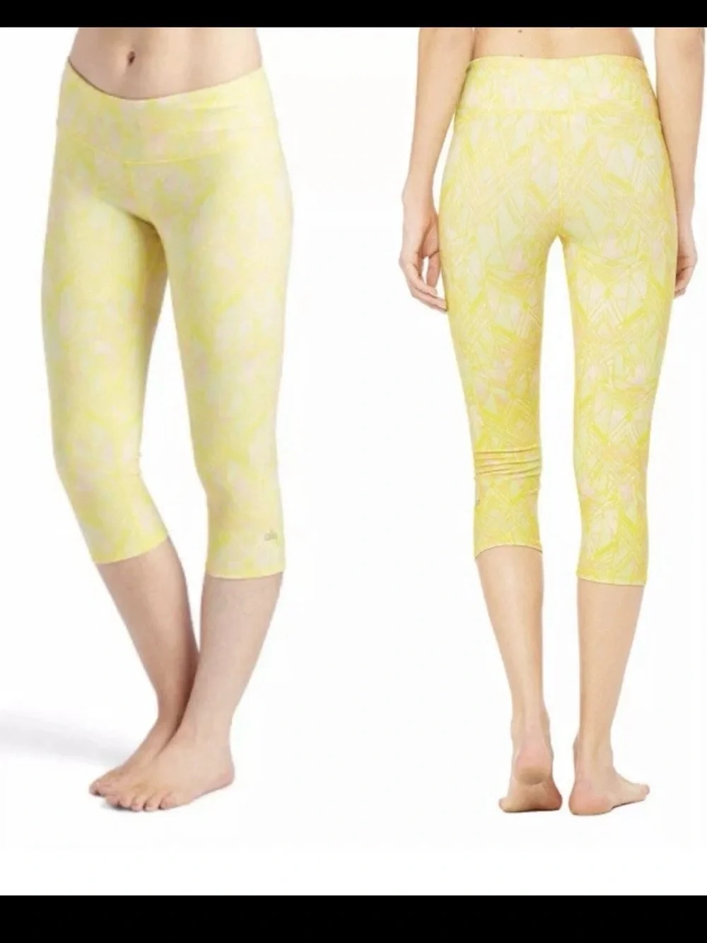 ALO Yoga Airbrush Capri Crop Leggings in Zest Indigo Geometric Women's Size XS